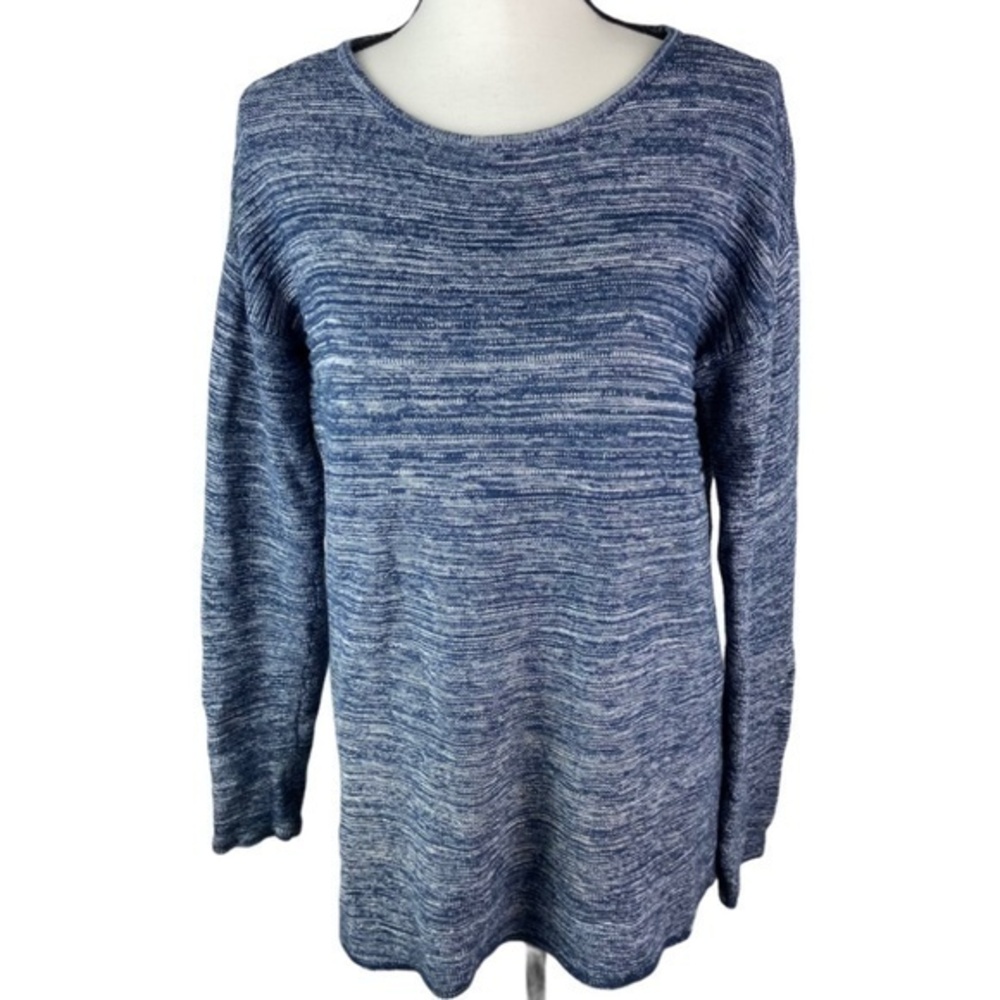 Daisy Fuentes‎ Sweater Top Knit Long Sleeve Navy Blue and White Size L
